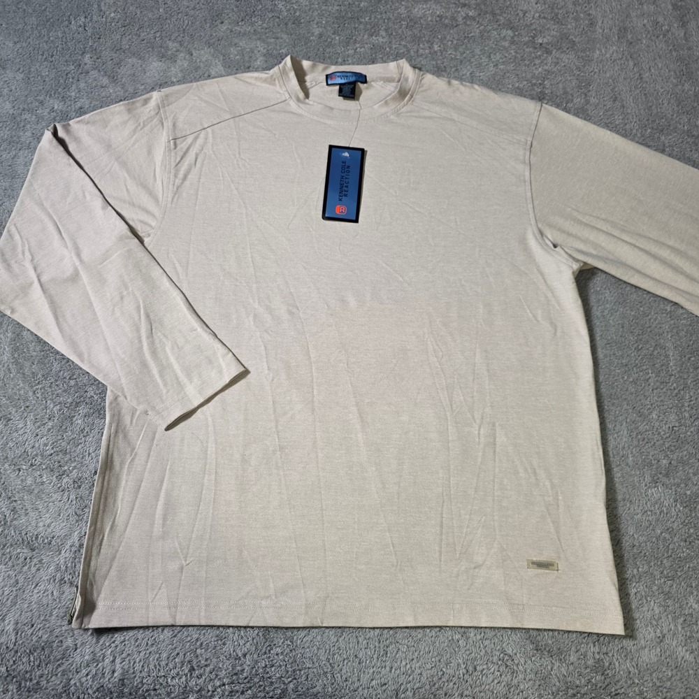 Kenneth Cole Reaction Mens L Long Sleeve T-Shirt Oatmeal Heather 3015513 NWT